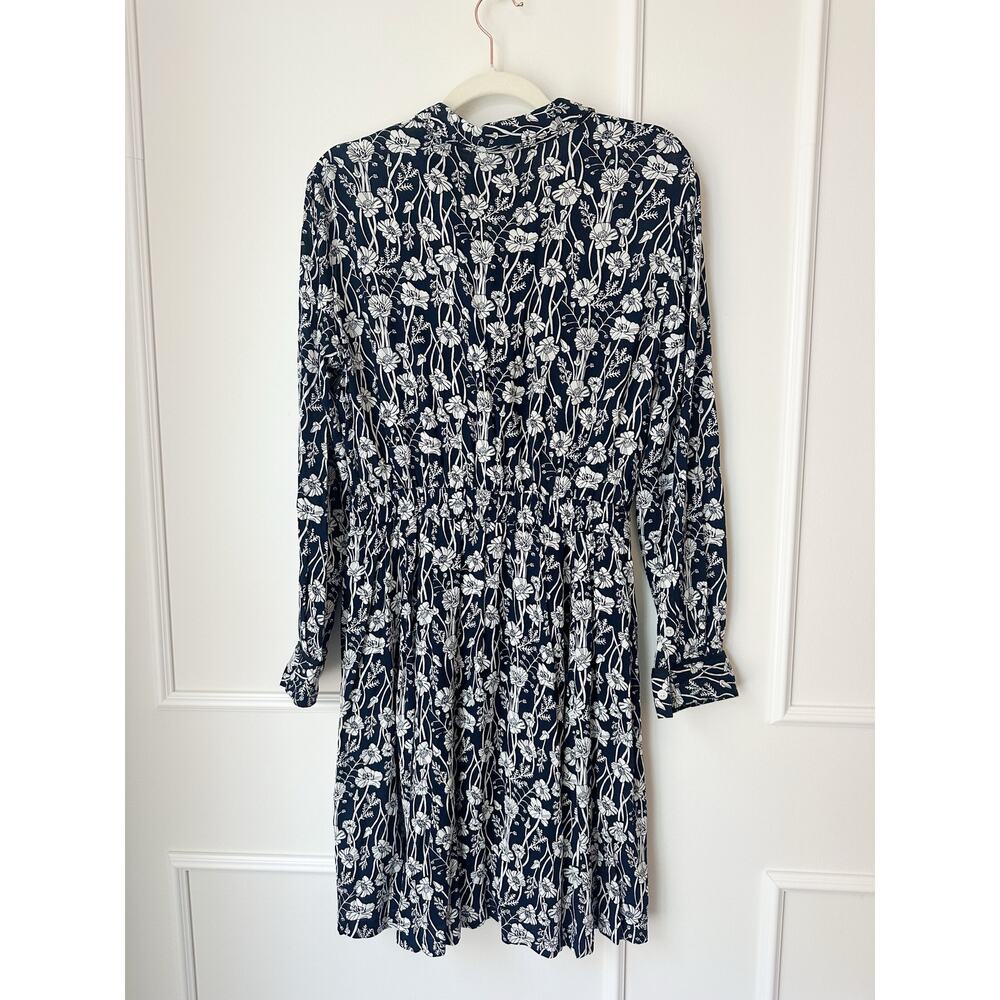 Tommy Hilfiger Navy and White Floral Dress Size M Long Sleeves Twist Waist - Picture 8 of 16